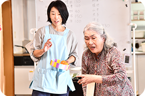 リハビリ体操、レクリエーション(脳トレ系)、入浴